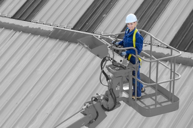 Worker on an aerial platform