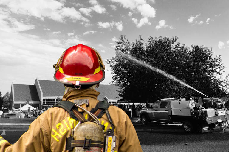 Firefighter and equipment