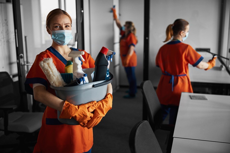 Custodial team cleaning