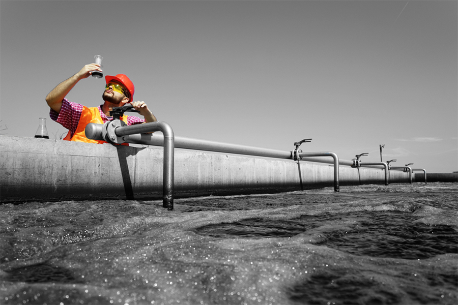 Man testing water